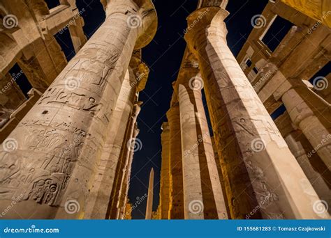 Karnak Temple at Night during Light Show, Luxor, Egypt Stock Image ...