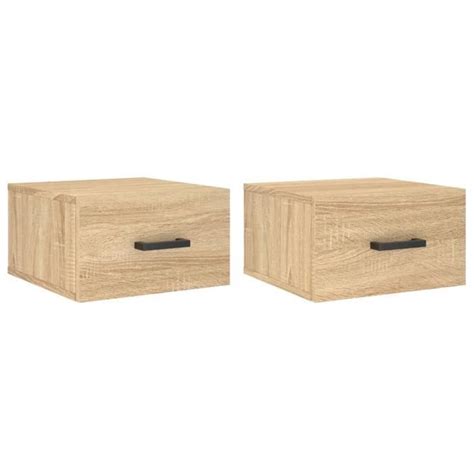 Pwshymi Tables de chevet murales 2 pcs chêne sonoma 35x35x20 cm D1728