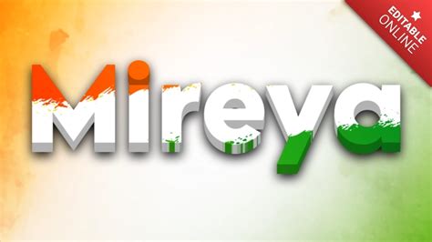 Mireya India 3D With Painted Indian Flag Text Effect Generator