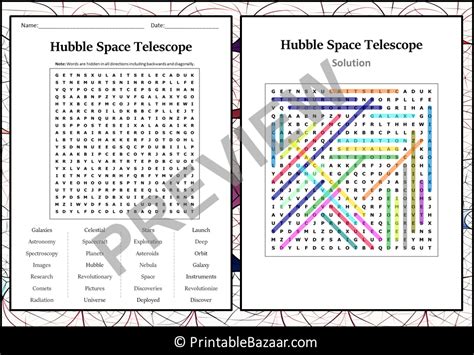 Hubble Space Telescope Word Search Puzzle Worksheet Activity Teaching