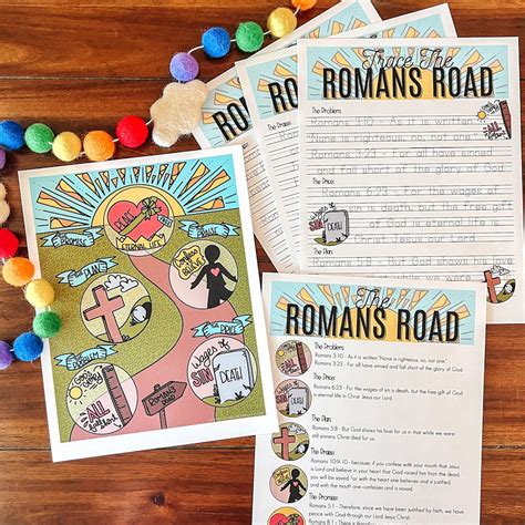 Romans Road Printable Bible Activity Kids Theology Verse Tracing