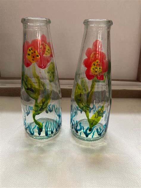 Set Of Two Single Stem Vases Etsy