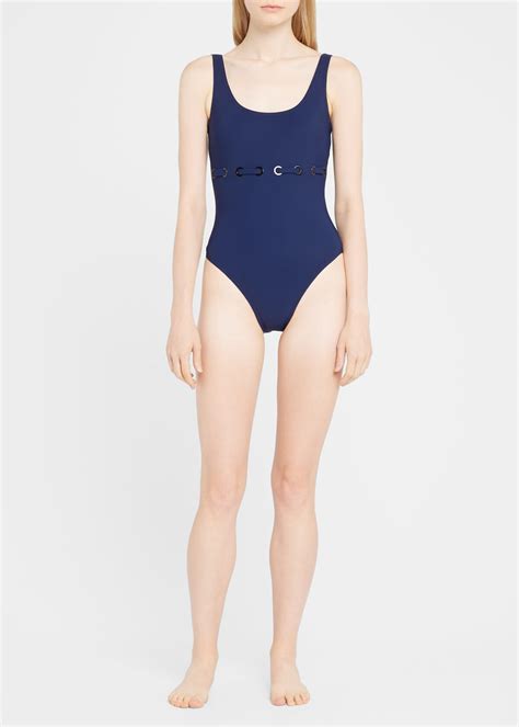 Karla Colletto Lucy Round Neck Underwire Tank One Piece Swimsuit Navy