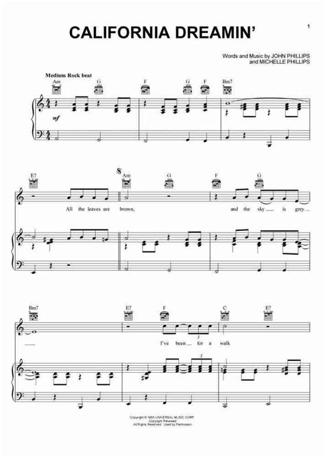 California Dreamin' Piano Sheet Music | OnlinePianist