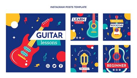 Premium Vector Flat Design Guitar Lessons Instagram Post