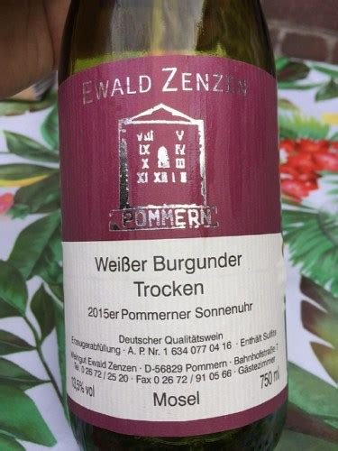 Wald Zenzen Pommerner Sonnenuhr Wei Er Burgunder Trocken Vivino Us