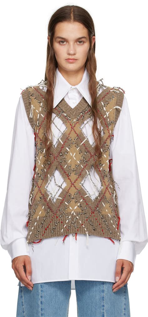 Brown Cutout Vest By Maison Margiela On Sale