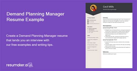 Demand Planning Manager Resume Example For 2024 Skills Templates