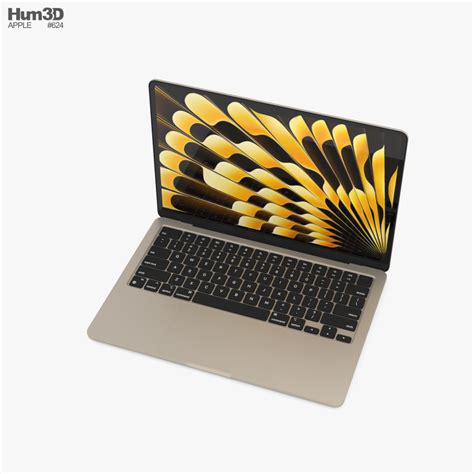 Apple MacBook Air 13 inch M3 2024 Starlight 3D model - Download Laptop ...