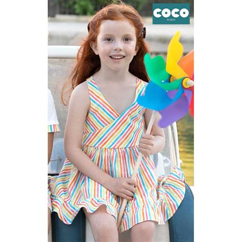 Coco Acqua Verano 2023 Vestido niña Rayas Multicolor