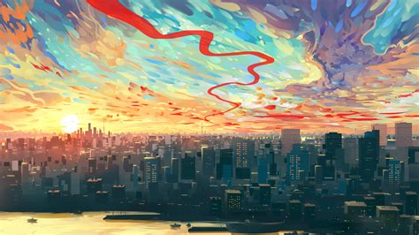 Fond D Cran Illustration Le Coucher Du Soleil Paysage Urbain