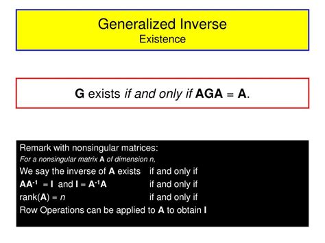 Ppt Generalized Inverses Of Rectangular And Singular Square Matrices