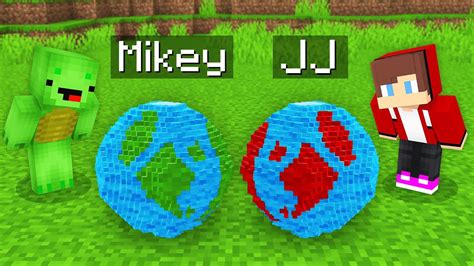 Mikey Vs Jj Tiny Planet Survival Battle In Minecraft Maizen Youtube