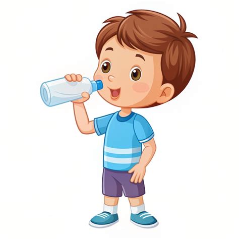 Premium Photo Cute Boy Thirsty Drink Water Bottle Cartoon Vector Icon Illustration People