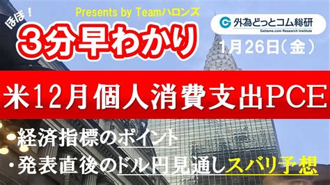 ドル円見通しズバリ予想、3分早わかり「米12月個人消費支出pce」2024年1月26日発表 Youtube