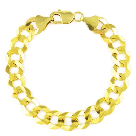 Nuragold 14k Yellow Gold Mens Solid 10mm Curb Cuban Link Chain