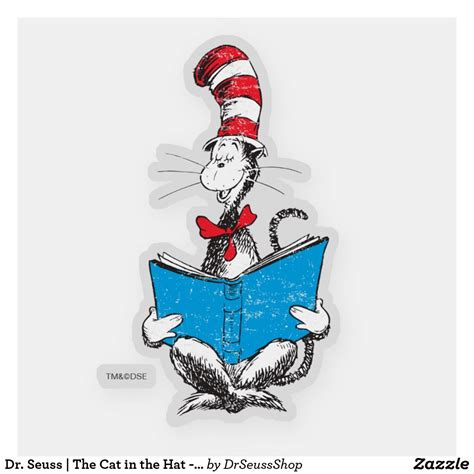 Dr Seuss Cat In The Hat Reading Sticker Zazzle Dr Seuss Images Dr Seuss Drawings Seuss