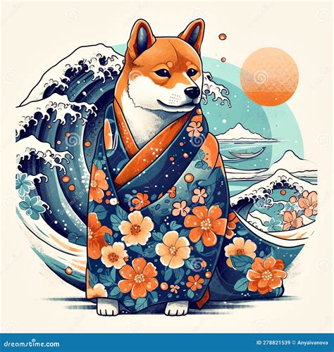 Cute Shiba Inu Dog Generative Ai Illustration Stock Image Image Of