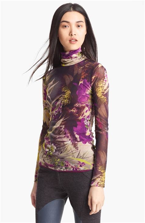 Jean Paul Gaultier Fuzzi Floral Print Tulle Turtleneck Nordstrom