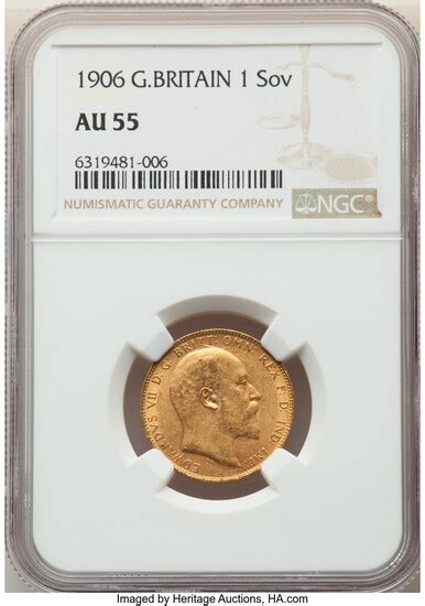 Great Britain Edward Vii Gold Sovereign Au Ngc In