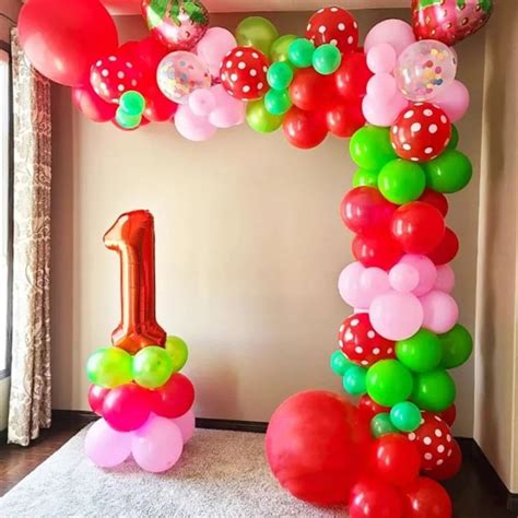 Strawberry Birthday Party Decorations Strawberry Party Balloons Arch ...