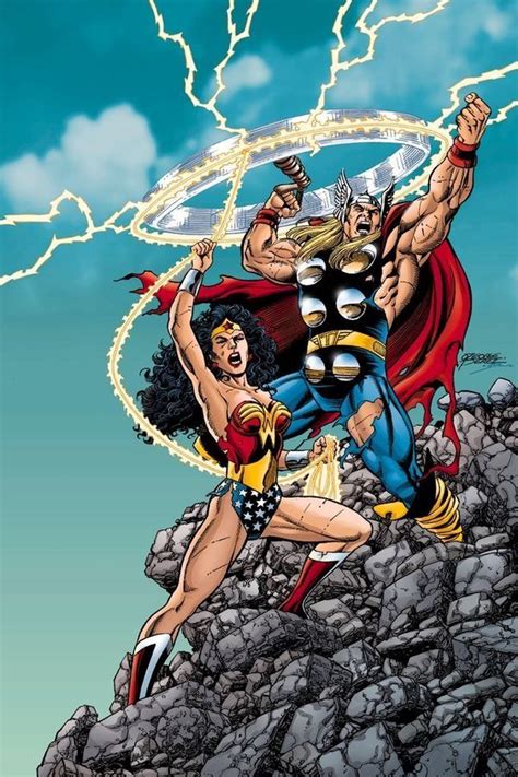 Wonder Woman And Thor By George Perez Thor Comic Art Thor Comic Dc