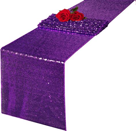 Zukuco Glitter Sequin Table Runner 12x108 Inch For Sparkling Table Runner Party Home Table