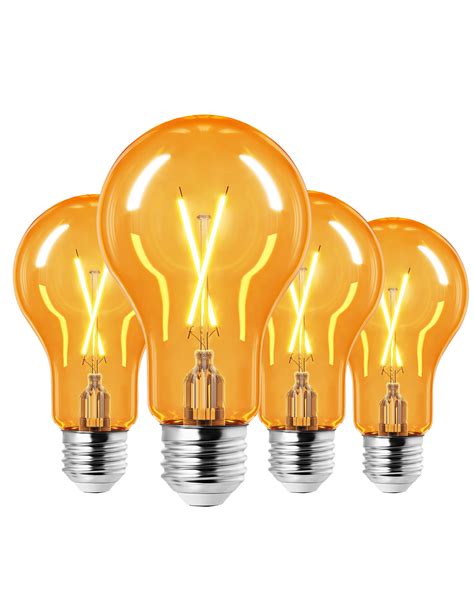 Edishine Yellow Light Bulbs 8w A19 Filament Led Bulbs Dimmable E26