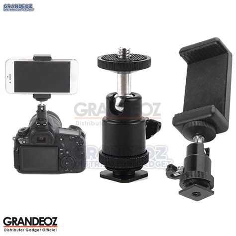 Jual Ball Head Hotshoe Holder QM Rotasi Tripod Kamera Hot Shoe Baut Quick Release
