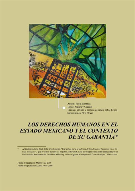 PDF LOS DERECHOS HUMANOS EN EL ESTADO MEXICANO Y EL Visualizar Su