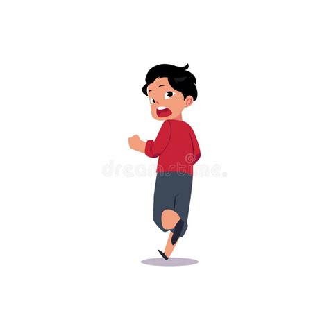 Vector Flat Frightened Teenage Boy Running Away. Stock Vector - Illustration of person, child ...