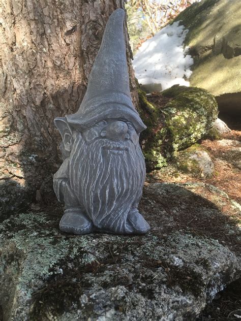 Gnome Statue Garden Gnome Cement Statue Painted Concrete Etsy