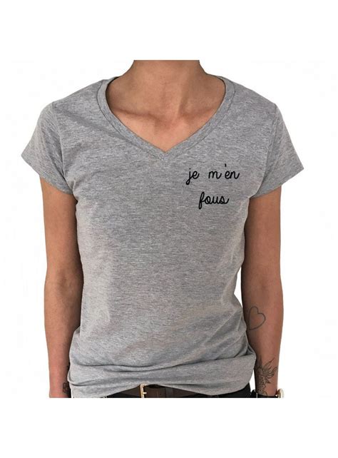 T Shirt Col V Femme JE M EN FOUS LUXE FOR LIFE De Paris