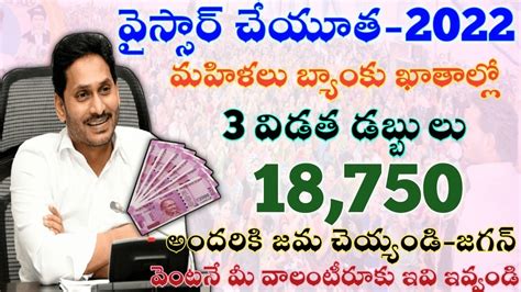 వైస్సార్ చేయూత 18750ఈ తేదీలో జమysr Cheyutha 2022cheyuta Latest News 2022cheyuta Update 2022