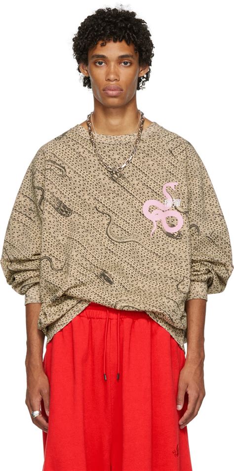 Lu U Dan Beige Snake Oversized Sweatshirt Ssense