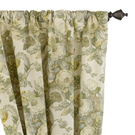 Waverly 84 In Platinum Floral Light Filtering Rod Pocket Single Curtain