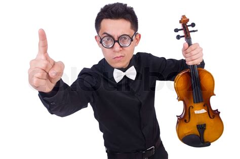 Funny Violin Player On White Stock Image Colourbox