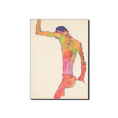 Egon Schiele Male Nude With Raised Arm Expressionist Etsy