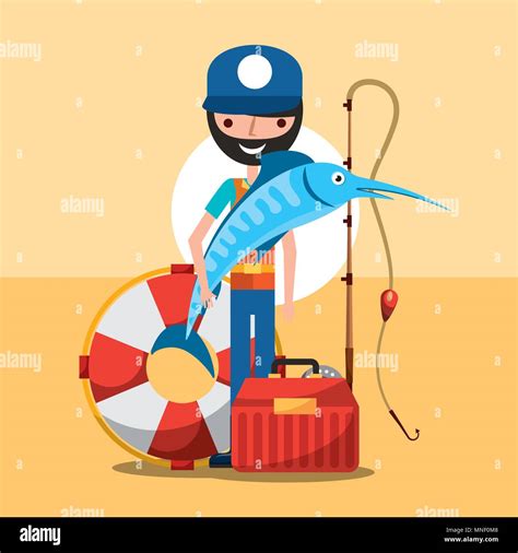 Fisherman Fishing Cartoon Stock Vector Image And Art Alamy