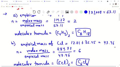 Solved The Molar Mass And Empirical Formula Of Several Compounds Are