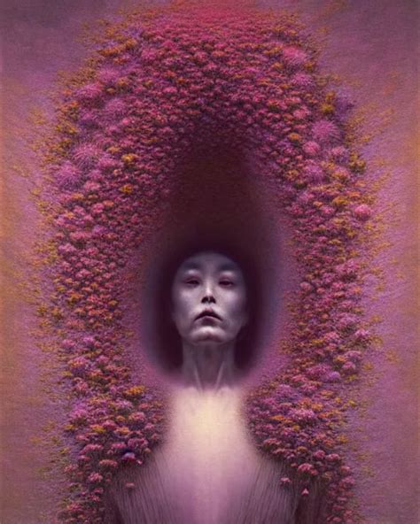 Portrait Descending Into Ethereal Madness Flowers By Stable