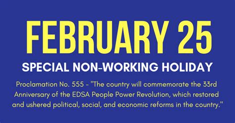 February 25, 2019 Holiday | EDSA People Power Anniversary