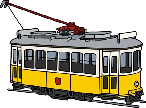 Vintage Yellow Tramway Historical Electric Tram Vector, Historical ...