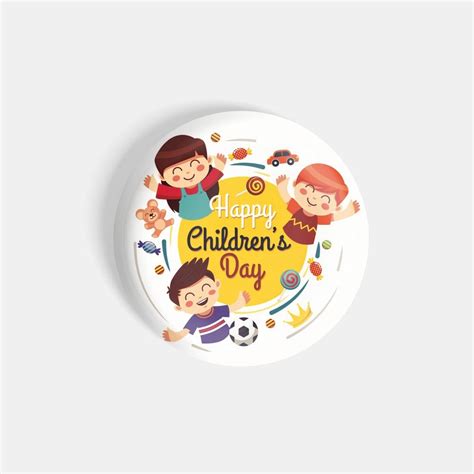 Dhcrafts Magnetic Badges White Color Special Days Happy Childrens Day