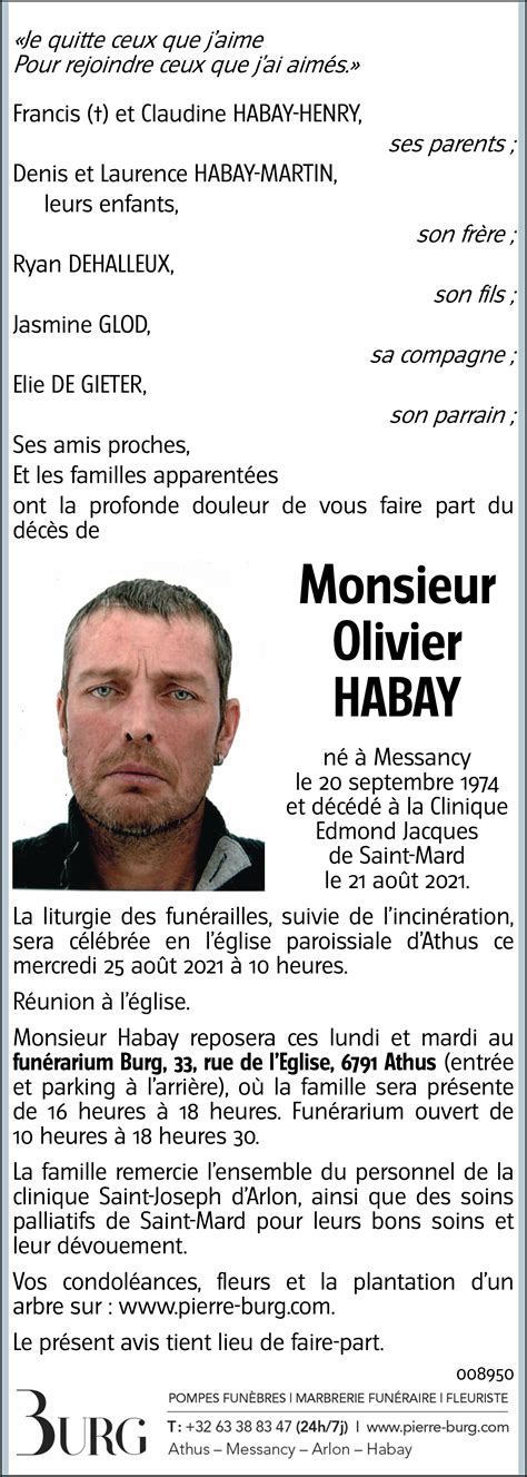 Olivier Habay Avis N Crologique Lavenir Net