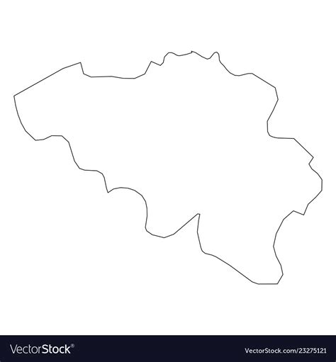 Belgium Solid Black Outline Border Map Vector Image