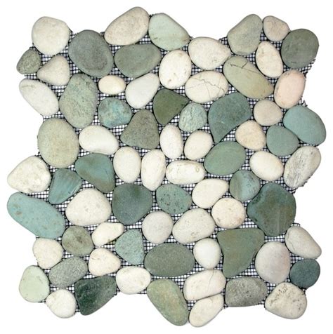 Sea Green And White Pebble Tile Rustic Tile By Pebble Tile Shop