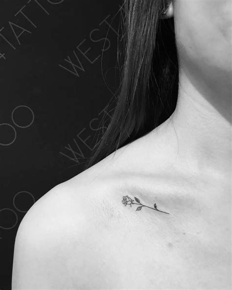 Rose Tattoo Under Collarbone