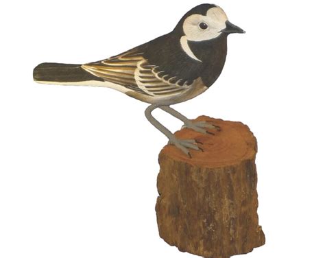 Pied Wagtail Ornament Carving Figure Bird Hand Carved Wooden Etsy Uk