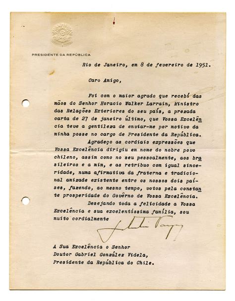 Carta De Presidente Getulio Vargas SURDOC